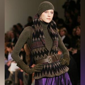 Ralph Lauren Collection Fall 06 Multi Fair-isle Cashmere Wool Angora Peplum Vest